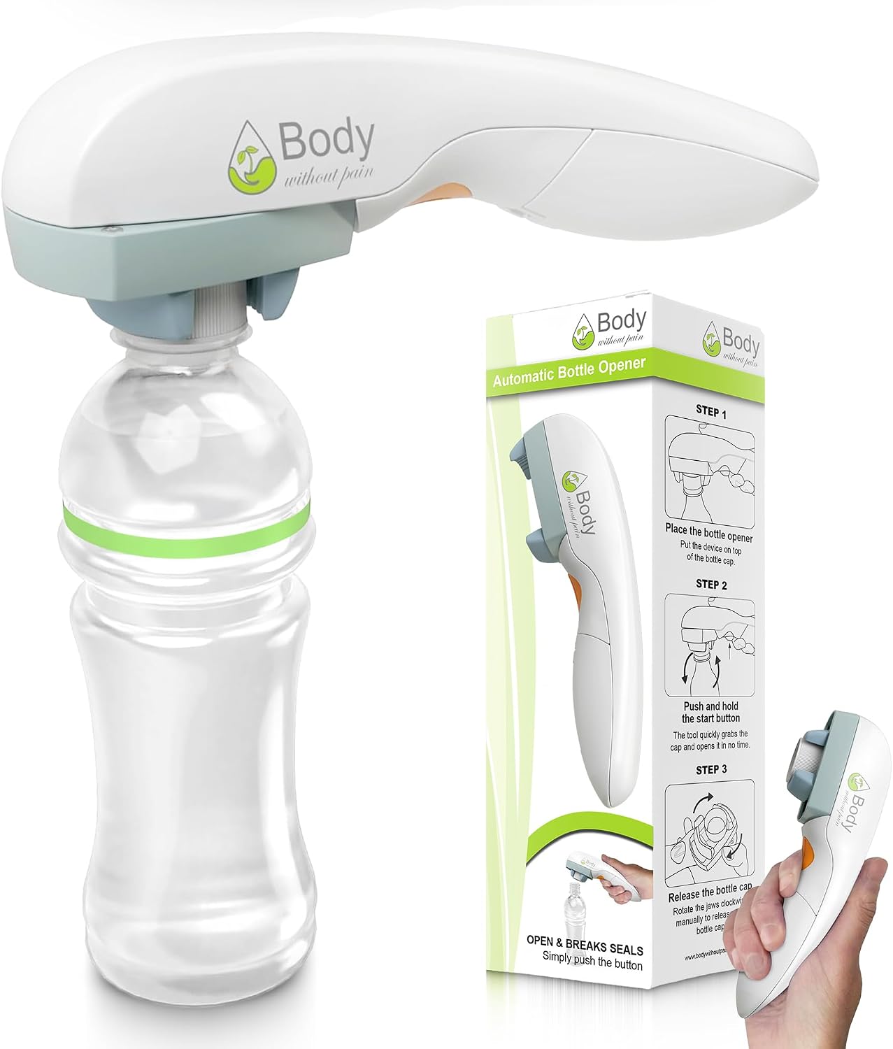 Electric Bottle Opener for Seniors - Automatic Solution for Easy Opening of Water Bottles. Ideal for Weak Hands or Those with Arthritis. Perfect for Soda, Milk, Juice. Battery Powered.