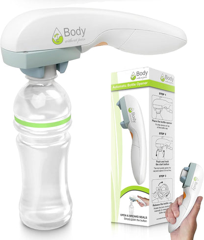 Electric Bottle Opener for Seniors - Automatic Solution for Easy Opening of Water Bottles. Ideal for Weak Hands or Those with Arthritis. Perfect for Soda, Milk, Juice. Battery Powered.