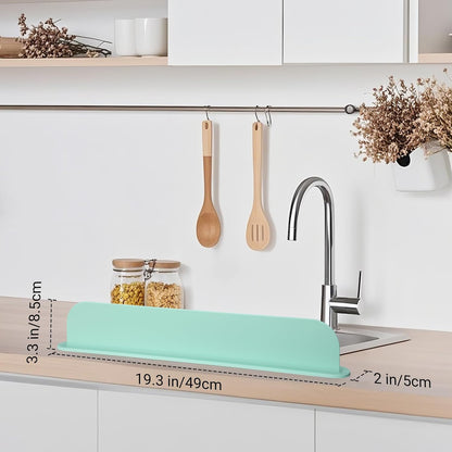 19.3 inch Silicone Sink Splash Guard, Splash Guard for Kitchen Sink Area, Backsplash Protector for Kitchen Countertop & Bathroom Bathtub with Non-Slip Strong Suction, White