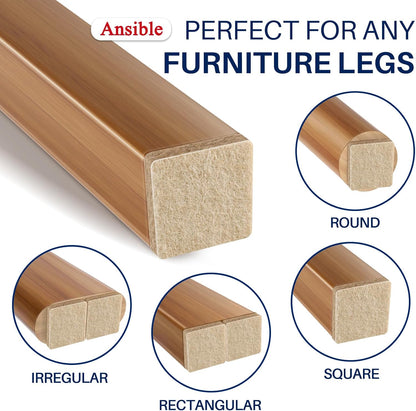 Ansible Felt Furniture Pads Chair Leg Floor Protectors 1" 60PCS | Felt Pads for Hardwood Floors,Self-Adhesive, Reduce Noise and Anti-Scratches,Easy to Install,Beige,Round
