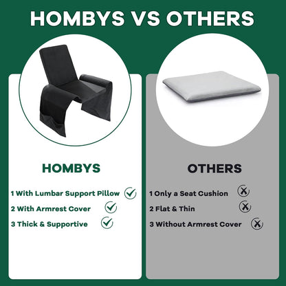 HOMBYS Recliner Chair Cushion for Elderly with Lumbar Support Pillow & Recliner Armrest Cover, 20"x20" Memory Foam Seat Cushion Non-Slip & Supportive, Machine Washable, Brown
