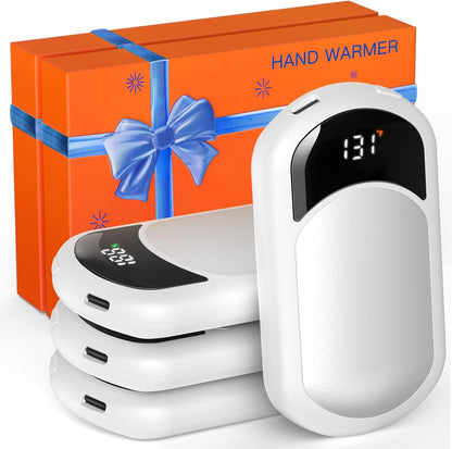 Electric Hand Warmers Rechargeable, 104–131°F with Temp & Battery Display, 3 Heat Levels, Fast Heating, Smart Temp Control, Pocket-Size, Fits in Gloves, Gifts for Women & Men