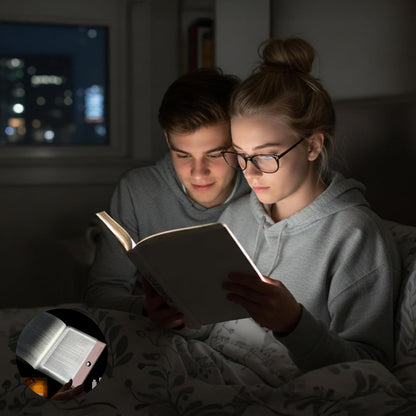 LED Flat Book Light for Reading at Night in Bed, Black | Eye-Caring, 3 Color Temperatures, Stepless Dimmable, USB Rechargeable, Portable Flat Panel Lamp for Kids & Adults