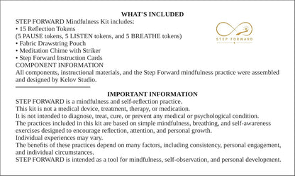 Step Forward Mindfulness Meditation Chime Kit with Tokens | Daily mindfulness practice with chime, breathing and reflection