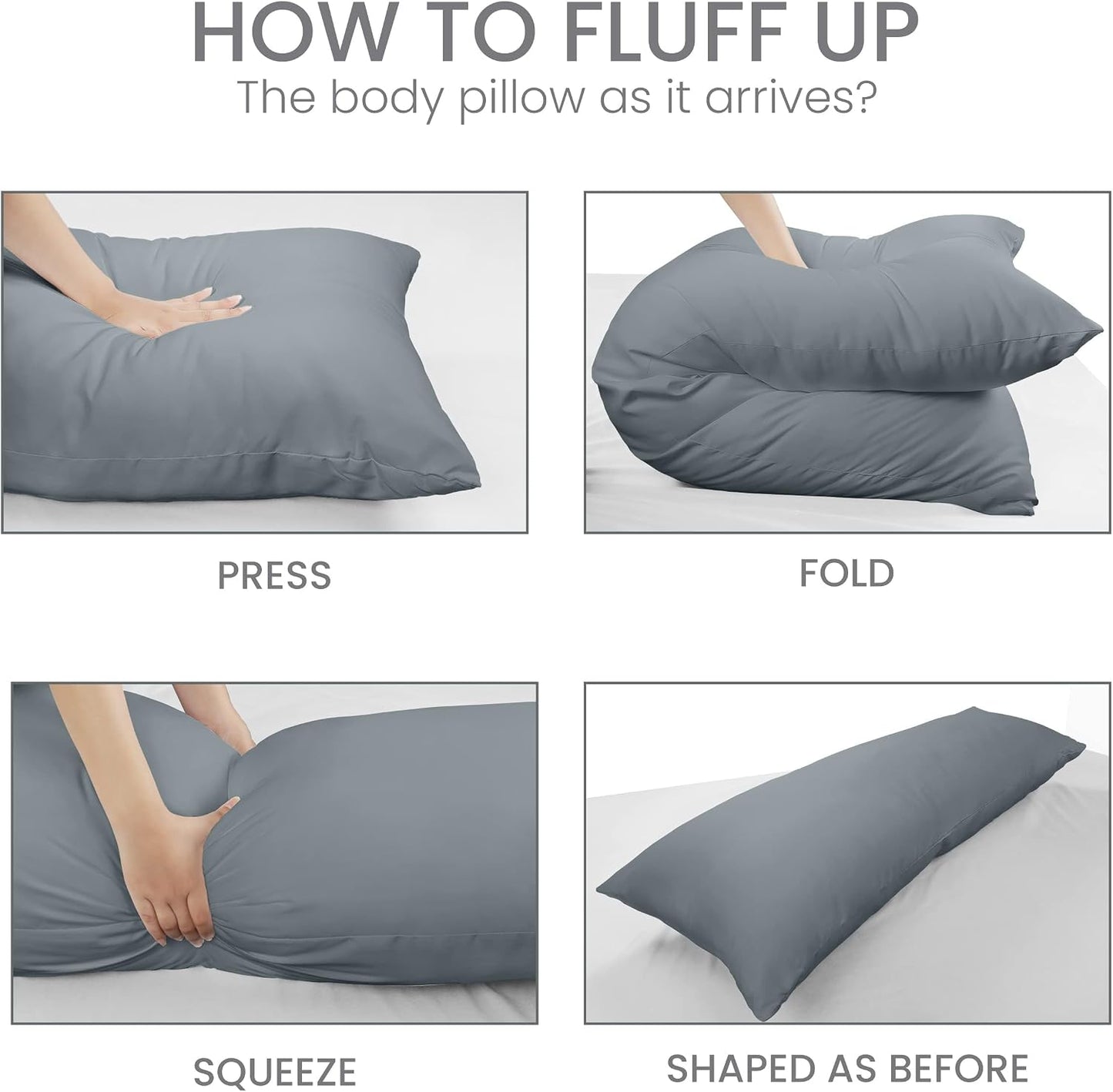 Utopia Bedding Full Body Pillow for Side Sleeper, White Long Pillow for Bed | Large Body pillows for Adults, Plush Support, Pregnancy Pillow Insert for sleeping, helps maintain body contour, 20x54 inches