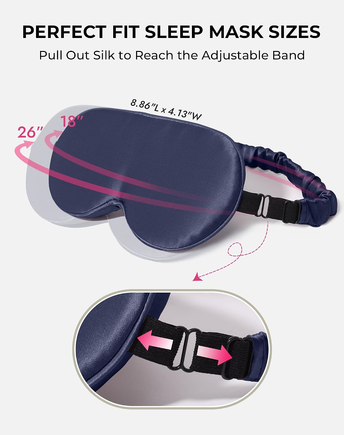 SilkSilky 100% 22 Momme Mulberry Silk Sleep Mask, Dark Blue