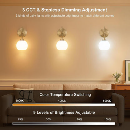 Wireless Wall Sconces with Remote Control, Battery Operated Wall Sconce Set of 2, Black & Gold Rechargeable Dimmable Wall Light for Bedroom Living room Bathroom Hallway Entryway Stairwell, 3000K