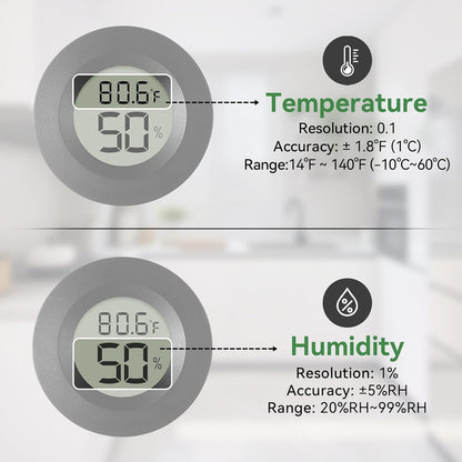 Atogou 3-Pack Mini Hygrometer & Thermometer, Indoor Digital Humidity Meter | ℉/℃, Outdoor Gauge Temperature for Home, Office, Reptile, Car, Greenhouse, Lab, Terrarium, Cellar.. A01 White