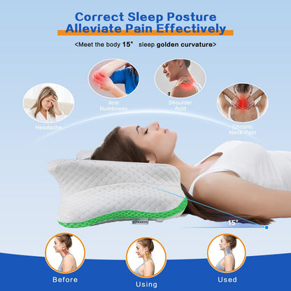 Pain Relief Cervical Pillow for Neck Support, Adjustable Ergonomic Pillow | Cozy Sleeping, Odorless Orthopedic Memory Foam Pillow, Contour Bed Pillow for Side Back Stomach Sleeper