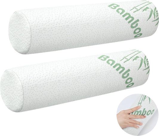 Memory Foam Roll Pillow Neck Bolster Cylinder Pillow, 18 x 4 Inch