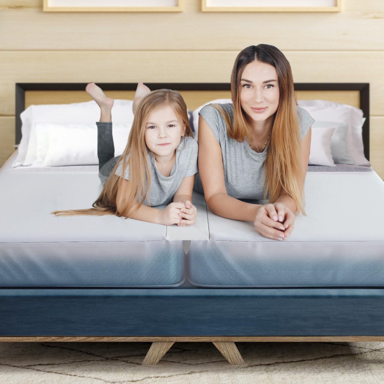 2-in-1 Bed Bridge Twin/Twin XL to King with Attached Sheet – Split Bed Gap Filler & Twin to King Bed Converter (Patent Pending)