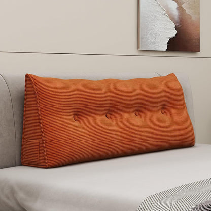 Headboard Wedge Pillows for Sitting Up in Bed Rest Adult，Triangular Upholstered Stuffed Reading Pillow for Sofa Couch Back Cushions Lumbar Body Support Dorm Bedroom（King，Corduroy Gray）