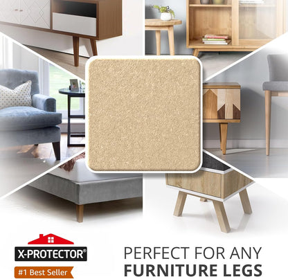 X-Protector Felt Furniture Pads - 20 PCS 6 x 1/2" - Premium Felt Strips | with Adhesive Backing - Rectangular Furniture Pads for Hardwood Floors - Cut Furniture Felt Pads to Size You Need! (Beige)