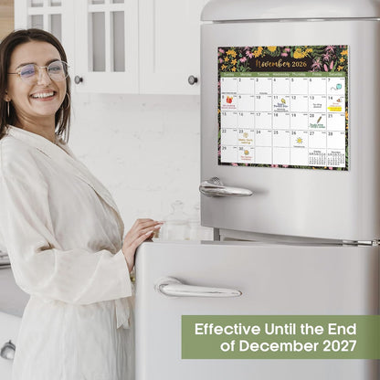 2026-2027 Magnetic Calendar for Refrigerator, Apr 2026-Dec 2027 | 21-Month Fridge Calendar 2026-2027 for Home Planning, Scheduling and Easy Organization, Greenery