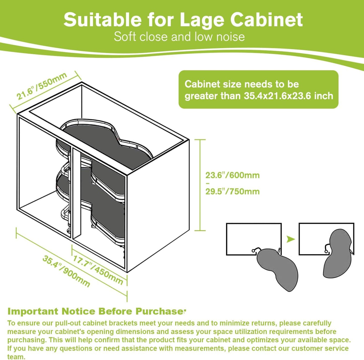Blind Corner Cabinet Pull Out Organizer, Soft Close Swing Right Pull Out Cabinet Organizer 36inch, Corner Cabinet Lazy Susan for Corner Cabinet Blind Shelf, 2 Tiers Tray, Adjustable Height