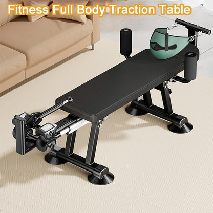Fitness Full Body Traction Bed, Massage Cervical Traction Table for Lumber Stretching, Portable Inversion Table Alternative, Back Decompression Bench Machine for Home (Electric High)