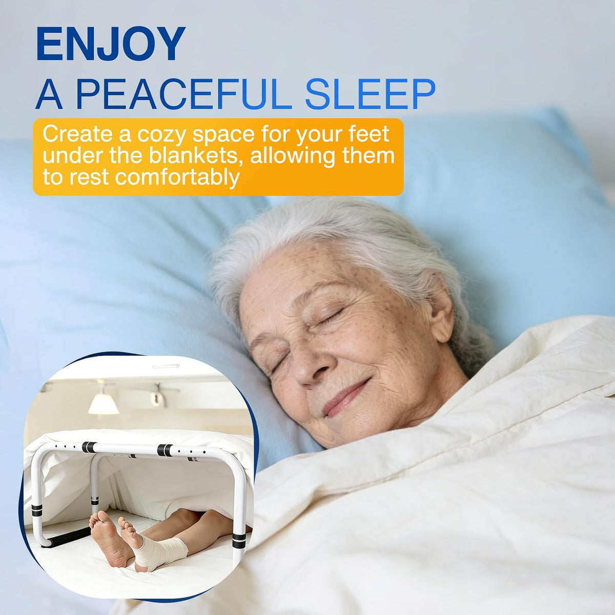 Blanket Lifters for Foot of Bed, Adjustable 20.1–29.5 Inch Bed Blanket Support, Keeps Sheets Off Feet, Carbon Steel Frame, Fits Twin, Full, Queen and King Beds, 4 Clips Included