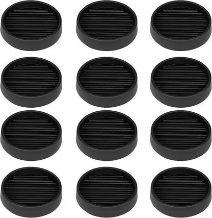 2X2 Round Rubber Caster Cups, Non Slip Furniture Pads - 4 Pack | Anti-Slip Gripper, Anti Skid Furniture Feet, Anti Slide Floor Protector for Bed Couch Table Chair Stoppers, Black