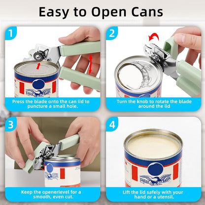 Tin Joy Family™ Manual Can Opener – Sharp Blade with No Sharp Edges, Easy Grip Handle for Arthritis Hands, Smooth Lid Safety Cutter for Elderly & Weak Hands (Grape purple)
