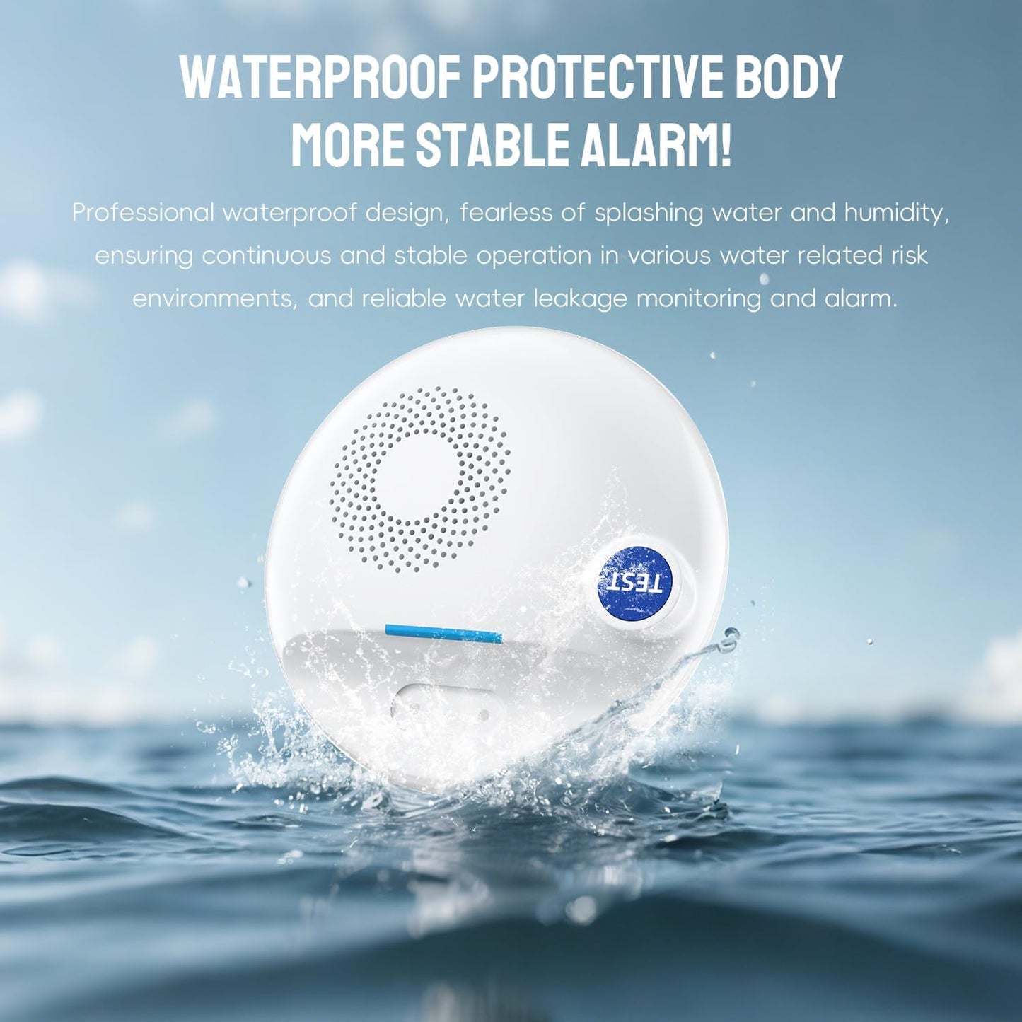 PILSAMAS Wireless Water Leak Detector, Loud Siren Water Sensor Alarm, IP67 | Top and bottom dual metal probes, Rustproof ABS plastic, Real-time drip and flood detection, Great for under sink or basement