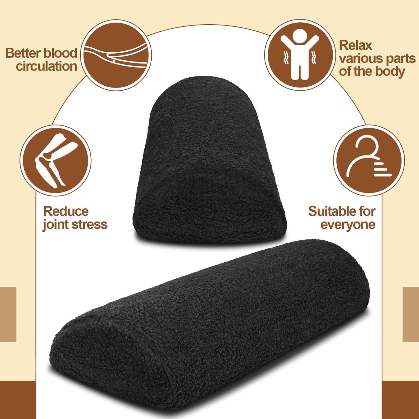 Sintuff Recliner Leg Rest Cushion Sofa Footrest Pillow with Cover Half Moon Bolster Pillow Under Knee Pillow for Sleeping On Back Alleviating Pain, 19.7 x 8 x 3.5 Inch (Coffee)