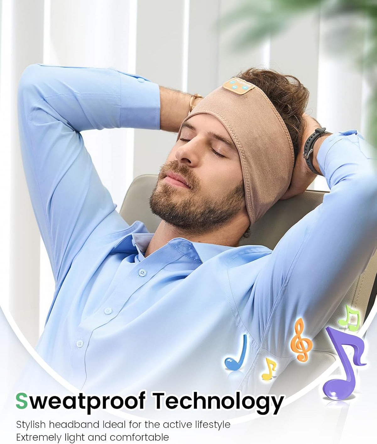 Perytong Sleep Headphones Bluetooth 5.4 Headband, Wireless Sleep Headphones for Side Sleepers - Sleeping Headband with Ultra-Thin Speaker Microphone Handsfree Gift Ideas for Women Men