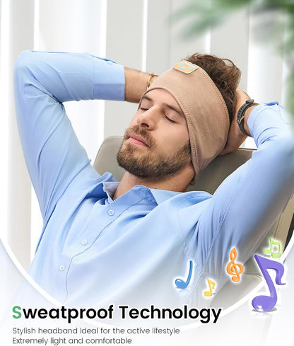 Perytong Sleep Headphones Bluetooth 5.4 Headband, Wireless Sleep Headphones for Side Sleepers - Sleeping Headband with Ultra-Thin Speaker Microphone Handsfree Gift Ideas for Women Men