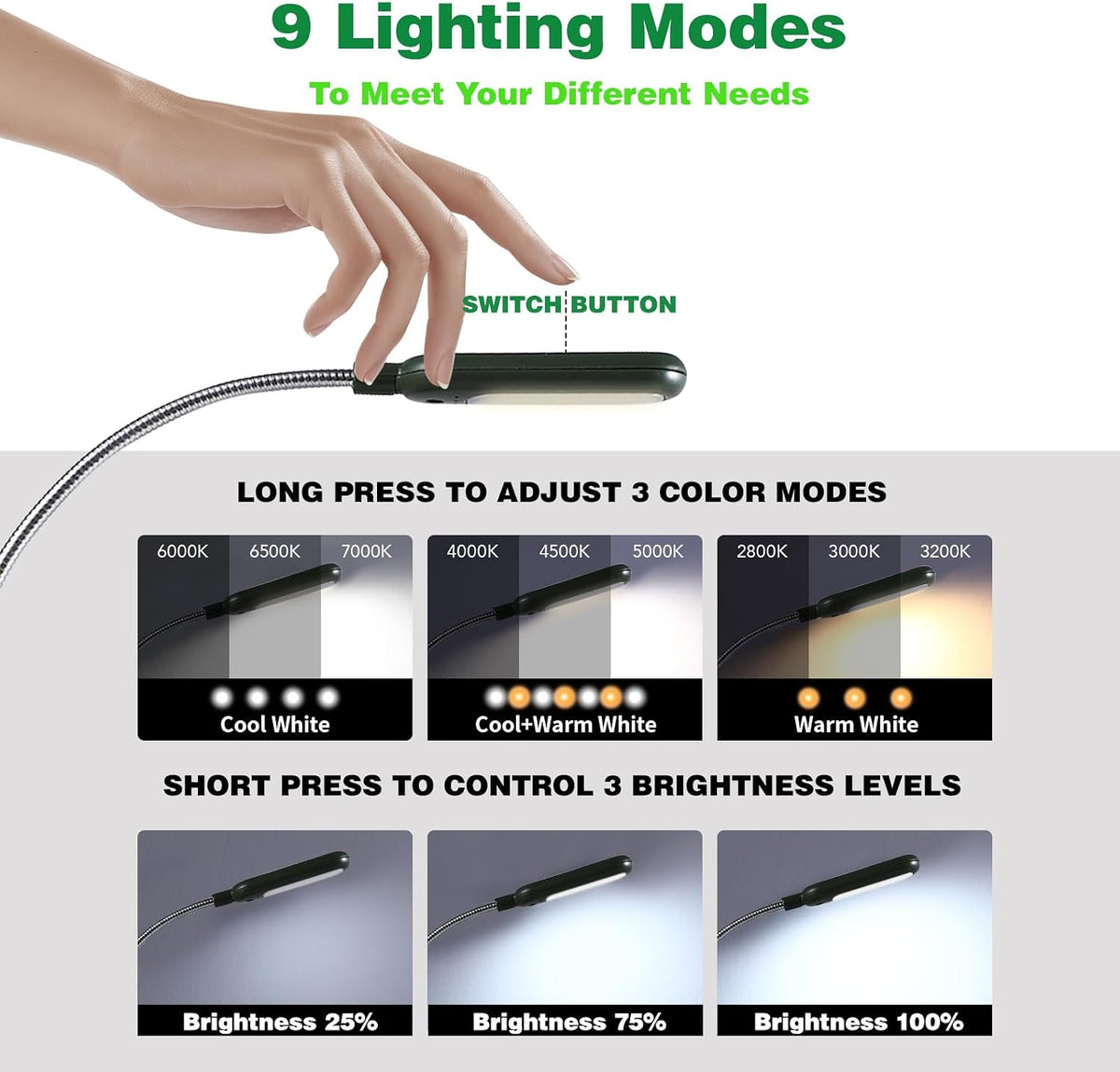 VAVOFO Rechargeable Reading Light, Clip on Book Light for Reading in Bed