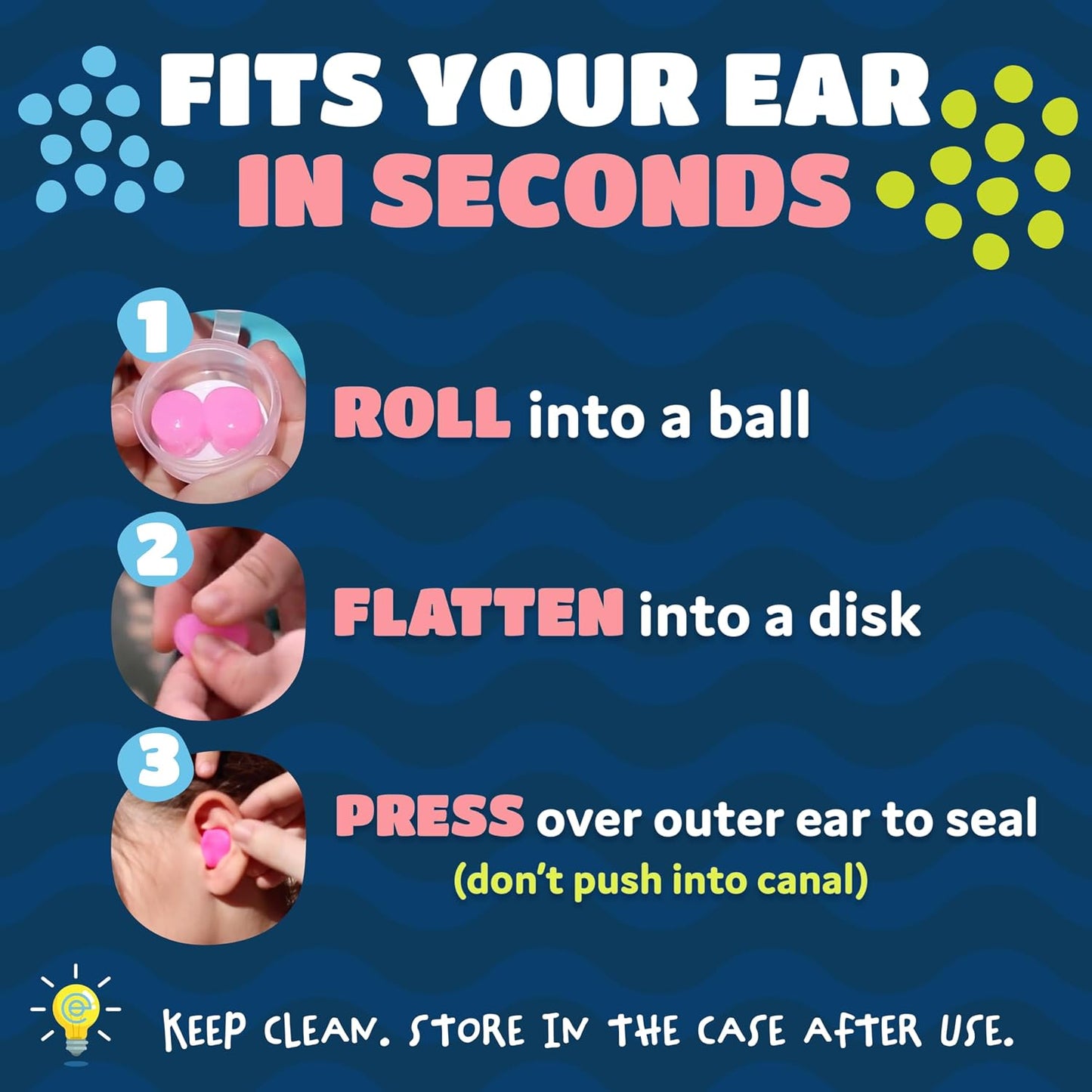 Earvolution Floating Putty Buddies Swim Earplugs - Doctor-Invented, Made in USA, Moldable Premium Silicone Plugs Help Prevent Swimmer's Ear, 3 Pair Pack - Blue/Yellow/Green