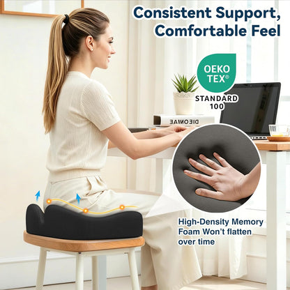 TushGuard 4-Zone Ergonomic Seat Cushion with Coccyx Cutout, Black