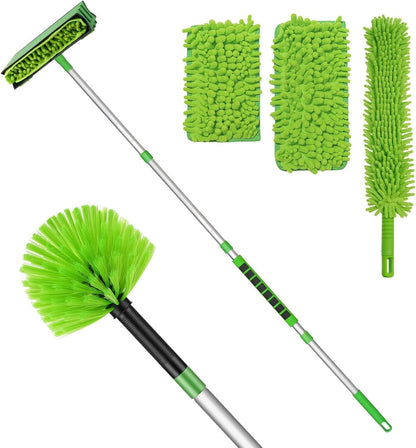 Ceiling Fan Cleaner Cobweb Duster with 6Ft/72'' Extension Pole High Ceiling Fan Blade Cleaning Tool Microfiber Duster Reusable Pads for Cleaning Ceiling Fan, Spider Web, Baseboard, Blind