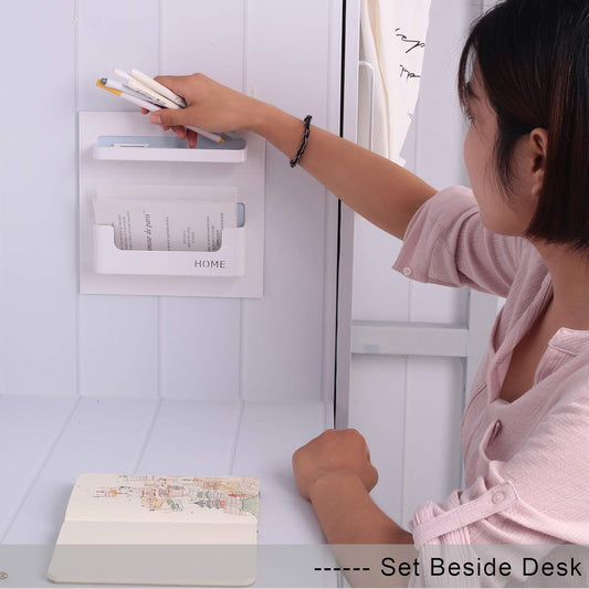 Bedside Shelf Bedroom Dorm Room Rack Organizer Storage -Use as Kid Student Nightstand to Organize Headphone,Remotes,Glass,Cellphones(Type B)