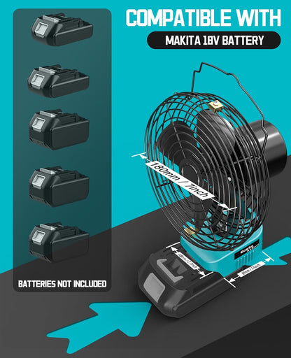 Ecarke 4" Clip Fan Compatible with Milwaukee 18V Battery (Tool Only) 3-Speed Cordless Clip-On Fan with 360° Rotation Low Noise Portable Desk Fan for Camping Jobsite Tent Fishing Outdoor