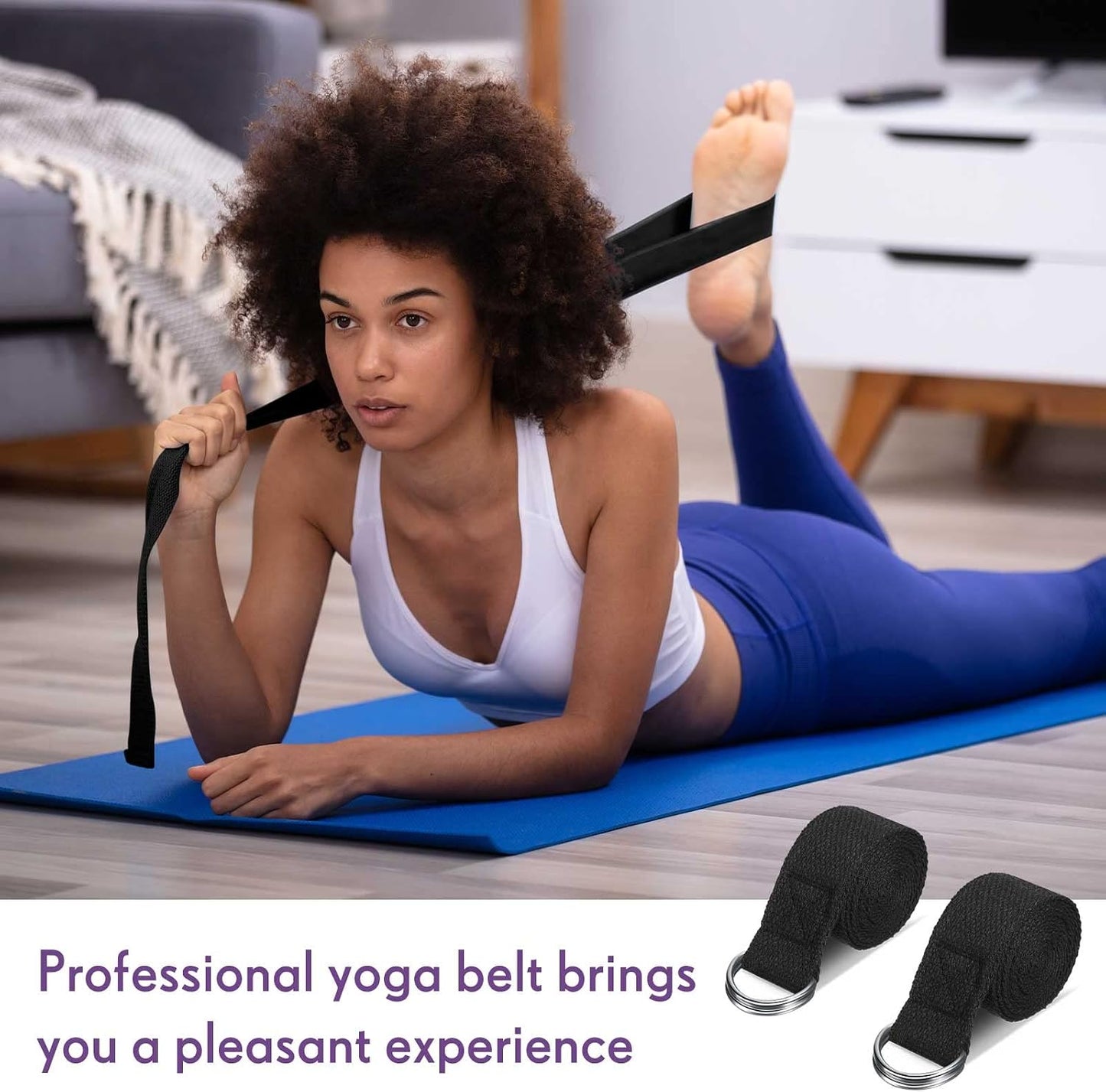 Jerify Yoga Strap for Stretching Bulk 6ft Exercise Stretch Band with Metal D Ring Adjustable Pilates Non Elastic Yoga Belt for Women Men Physical Fitness Gym Workout Dance