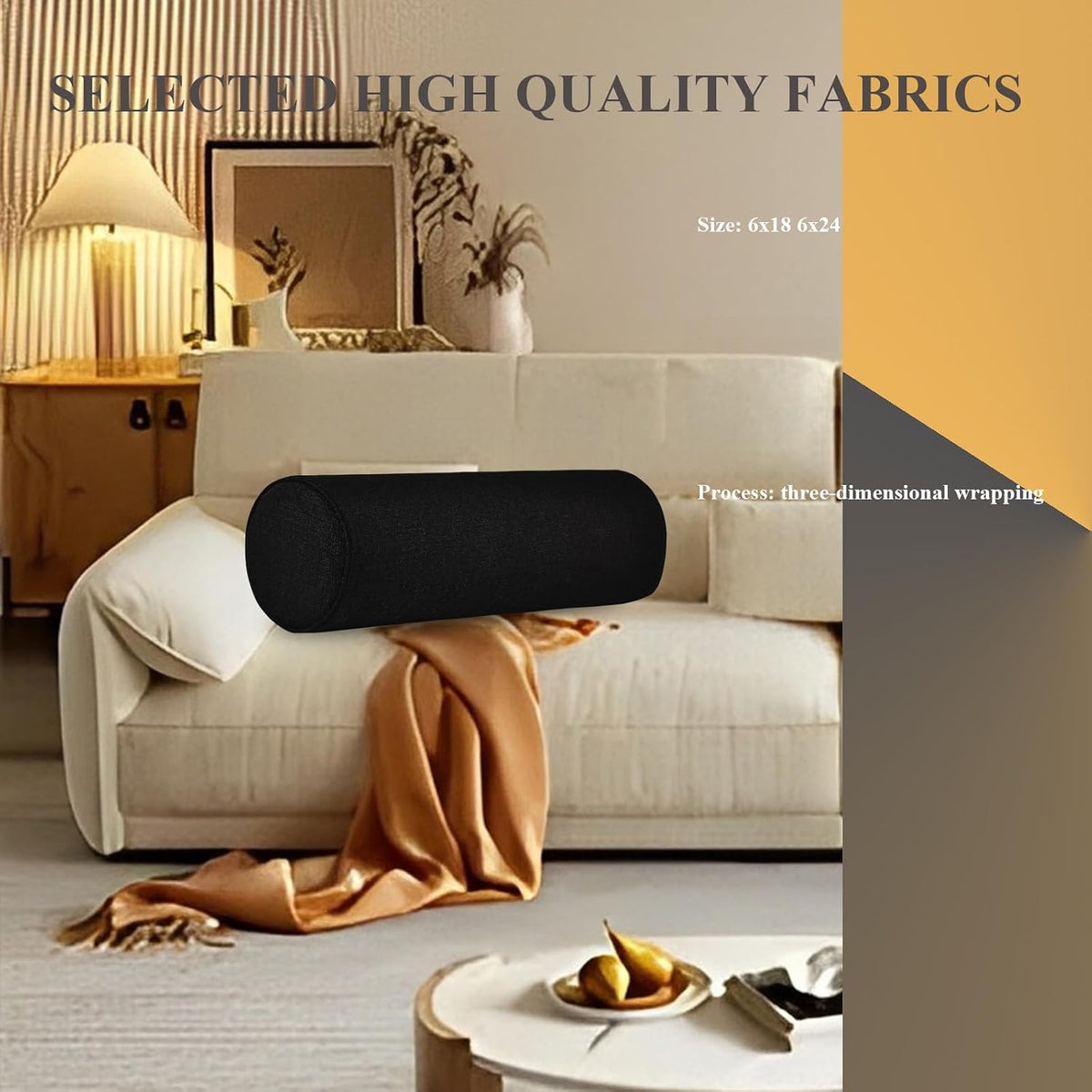 Tinbolunce Neck Roll Pillowcases with Zipper - Full Moon Bolster/Round Cylinder Pillow Case Cover for Bedroom, Living Room, Sofa - Solid Color Cervical Throw Pillow Covers