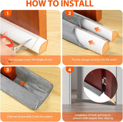 GDHOMM Door Draft Stopper for Bottom of Door, Adjustable Door Sweep Door Draft Blocker Door Gap Filler, Energy Saving, Keeps Sound Draft Light Out - Fits 30” to 36” Door