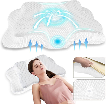 Pain Relief Cervical Pillow for Neck Support, Adjustable Ergonomic Pillow | Cozy Sleeping, Odorless Orthopedic Memory Foam Pillow, Contour Bed Pillow for Side Back Stomach Sleeper