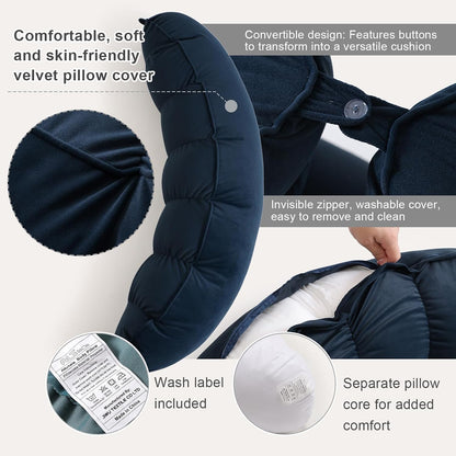 Peallow(Pat. Pend) – Long Round Body Pillow for Adults, Bolster Pillow for Sleeping, Soft and Supportive Pillow for Sleeping & Lumbar Support (Green-White, 29.5")