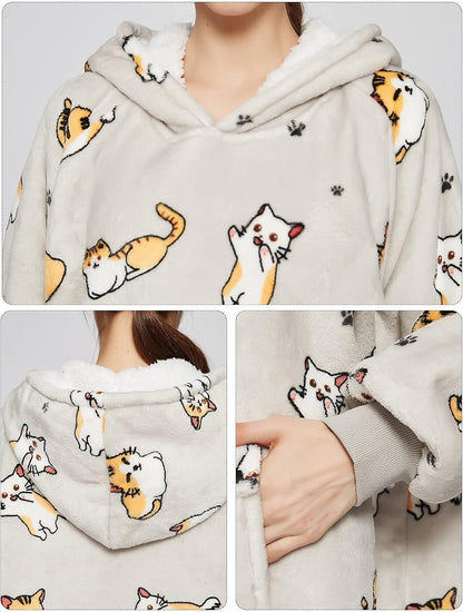 Wearable Blanket Hoodie for Adults With Pocket Strawberry Hoodie | Sherpa, Fuzzy Blanket Hoodie, Oversized Sweatshirt Blanket, Kangaroo Pouch, Cute Birthday Gifts for Sister, Cute Stuff