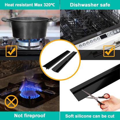 CARGEN 21 Inch Silicone Stove Counter Gap Cover Filler 2PK Black | Flexible kitchen silicone, easily cut to trim for shorter gaps, perfectly seals stove counter spaces, easy to clean
