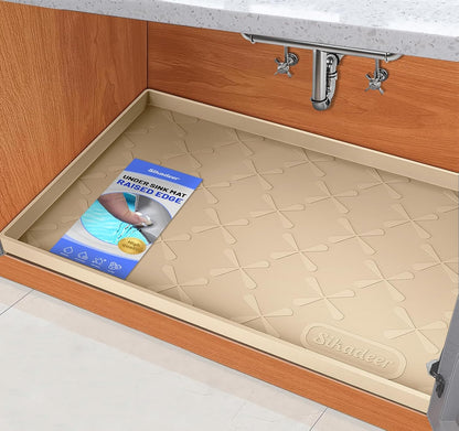 Waterproof Under Sink Mat 34" x 22", Silicone Mat Kitchen liner | BPA-Free Silicone Tray with Raised Lip Protect Cabinets from Leaks, Versatile Home Organizer for Bathroom, Pets, Boots, Floor