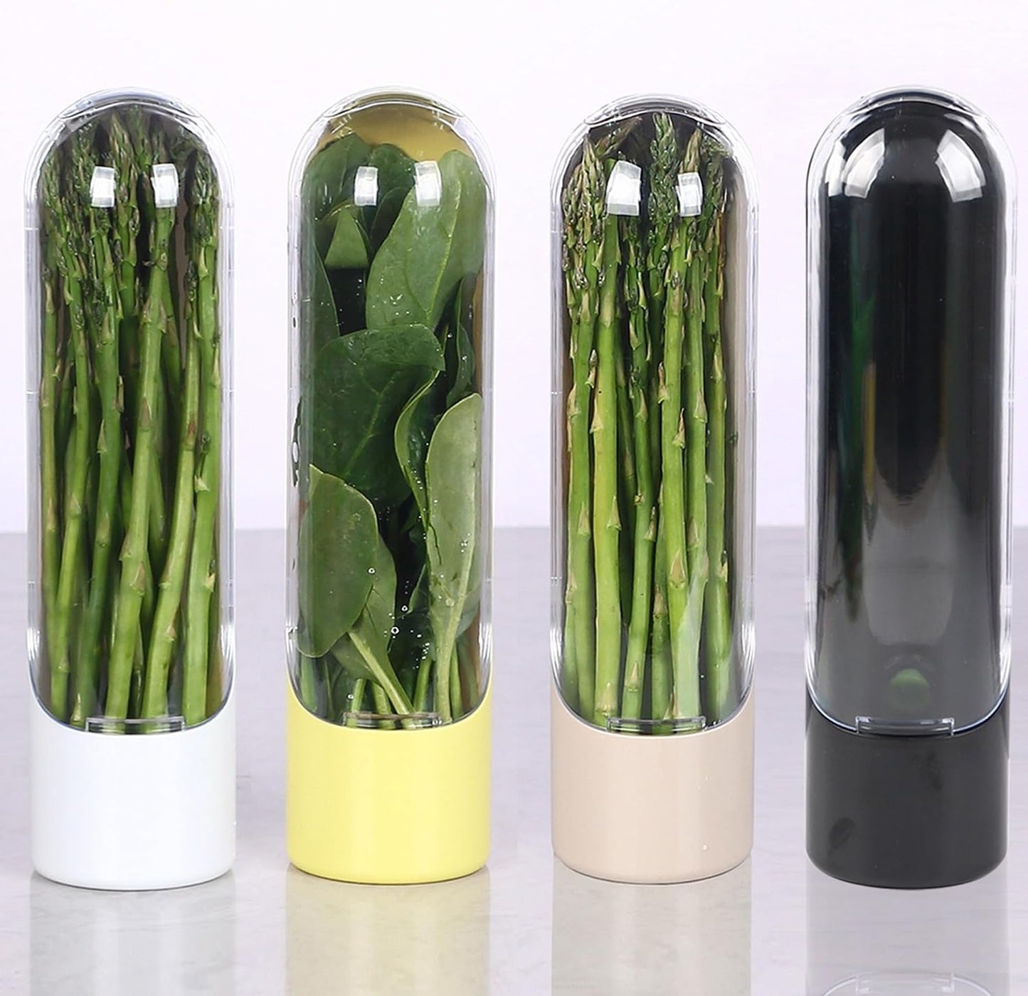 PP Herb Storage Container for Refrigerator, Long Lasting Greens Herb Keeper, Reusable Parsley Asparagus Mint Vegetable Preserver Cup with Drain Spout (Pink,1)
