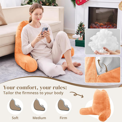 Sasttie Reading Pillows for Sitting in Bed Adult, Back Pillow Bed Sitting Up, Back-Rest Support Cushion for Sit Up on Couch, Sofa, and Floor, Dorm Essentials, Oeko-Tex Certified, Dark Grey