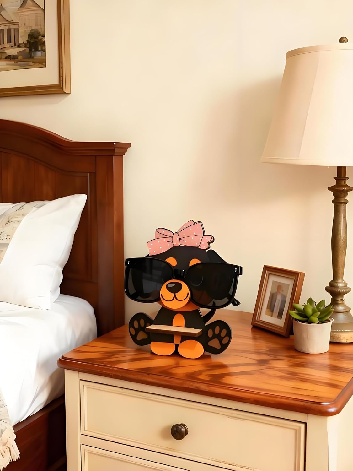 Poodle Eyeglass Holder Cute Dog Stand Eyewear Organizer, Securely Hold Eyeglasses for Office Bedside Nightstand Desk Home Decor Gifts