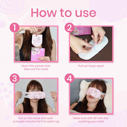 LANNA Heated Steam Eye Mask, Disposable 120 Minutes, Lavender Scent, 5 Pcs | Great for Sleep & Spa Relaxation, Self Heating Warm Compress for Dry & Puffy Eyes Long Lasting Heated Eye Mask for Stye Eyes