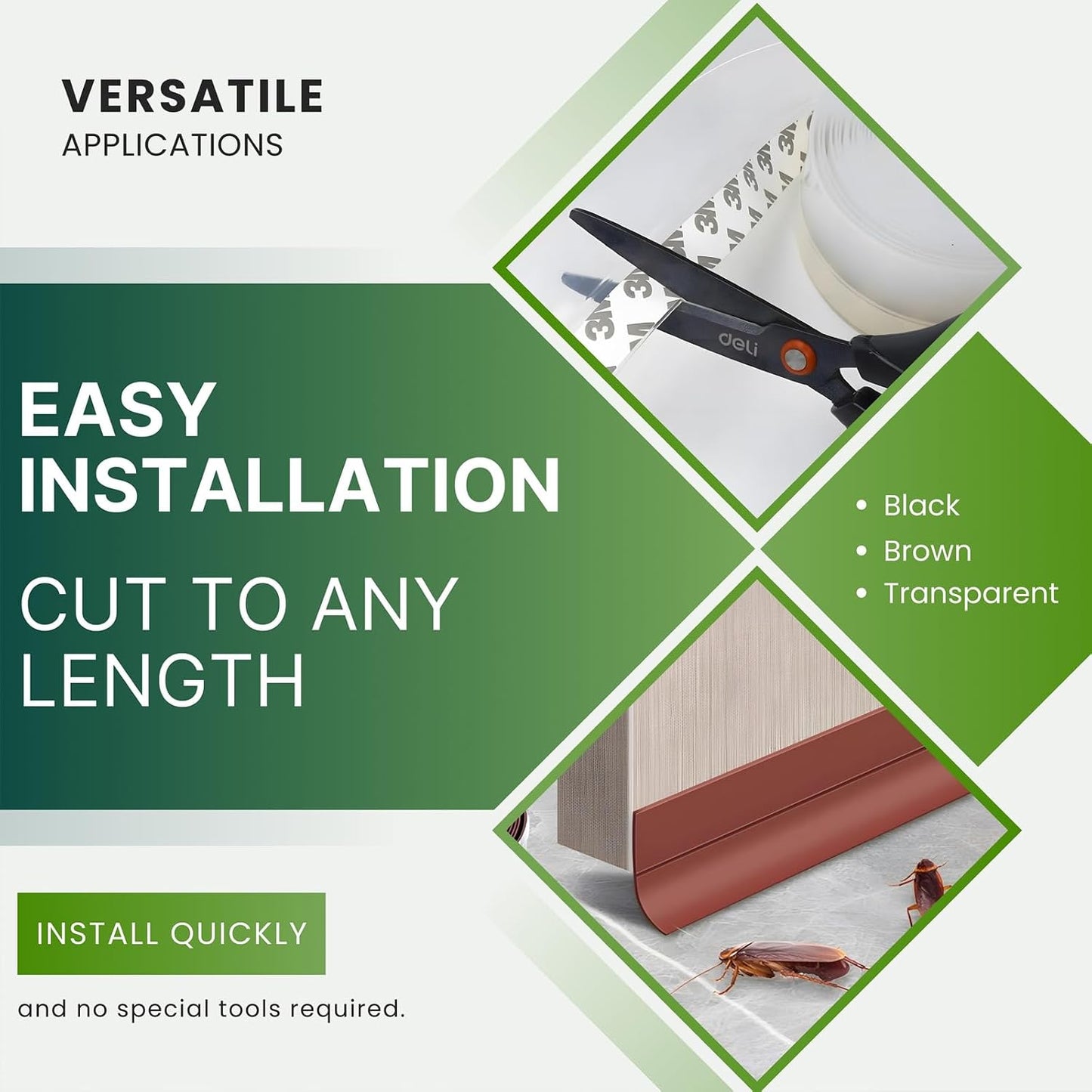 Weather Stripping Door Seal - Updated 1.4in Door Draft Stopper | Silicone Seal Strip for House and Glass Shower Doors for Windows Gaps of Collision and Side, Window Insulation for Winter
