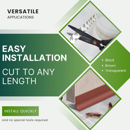 Weather Stripping Door Seal - Updated 1.4in Door Draft Stopper | Silicone Seal Strip for House and Glass Shower Doors for Windows Gaps of Collision and Side, Window Insulation for Winter