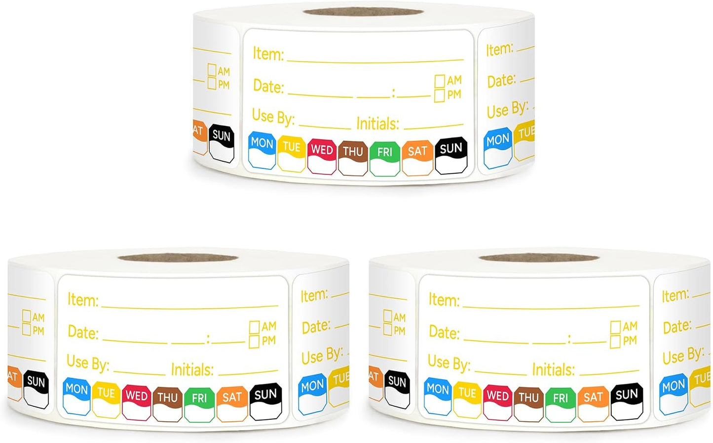 2 Rolls 1000 Pcs 1 X 2 inch Removable Food Date Sticker Labels, Easy to Write for Freezer, Refrigerator Food Containers Date Sticker, Leftover Labels (Blue-Red-US)