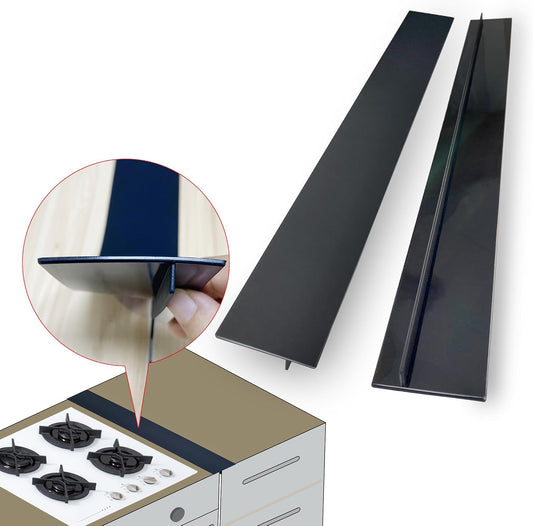 Donpearl 30 inch Black Stove Gap Covers (2 Pack), Silicone Gap Filler for Stove and Counter, Oven Edge Side Gap Guards, Kitchen Range Crumb Catcher Strips between Stovetop and Countertop