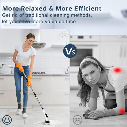 Electric Spin Scrubber, Cordless Cleaning Brush Scrubber for Home, 8 Replaceable Brush Heads, 3 Adjustable Size, 2 Speeds for Bathroom Shower Bathtub Glass Car, Gift for Holidays Birthday